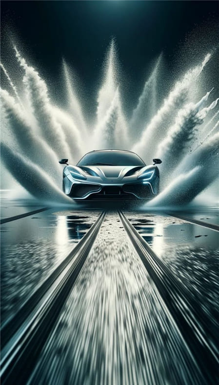Hình ảnh siêu xe chạy tốc độ cạo tạo thành những làn nước đẹp mắt