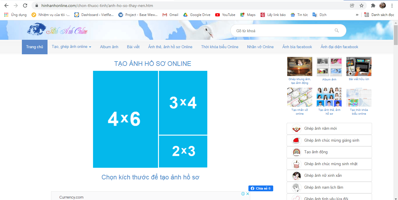 Tạo ảnh 3x4 tại trang hinhanhonline